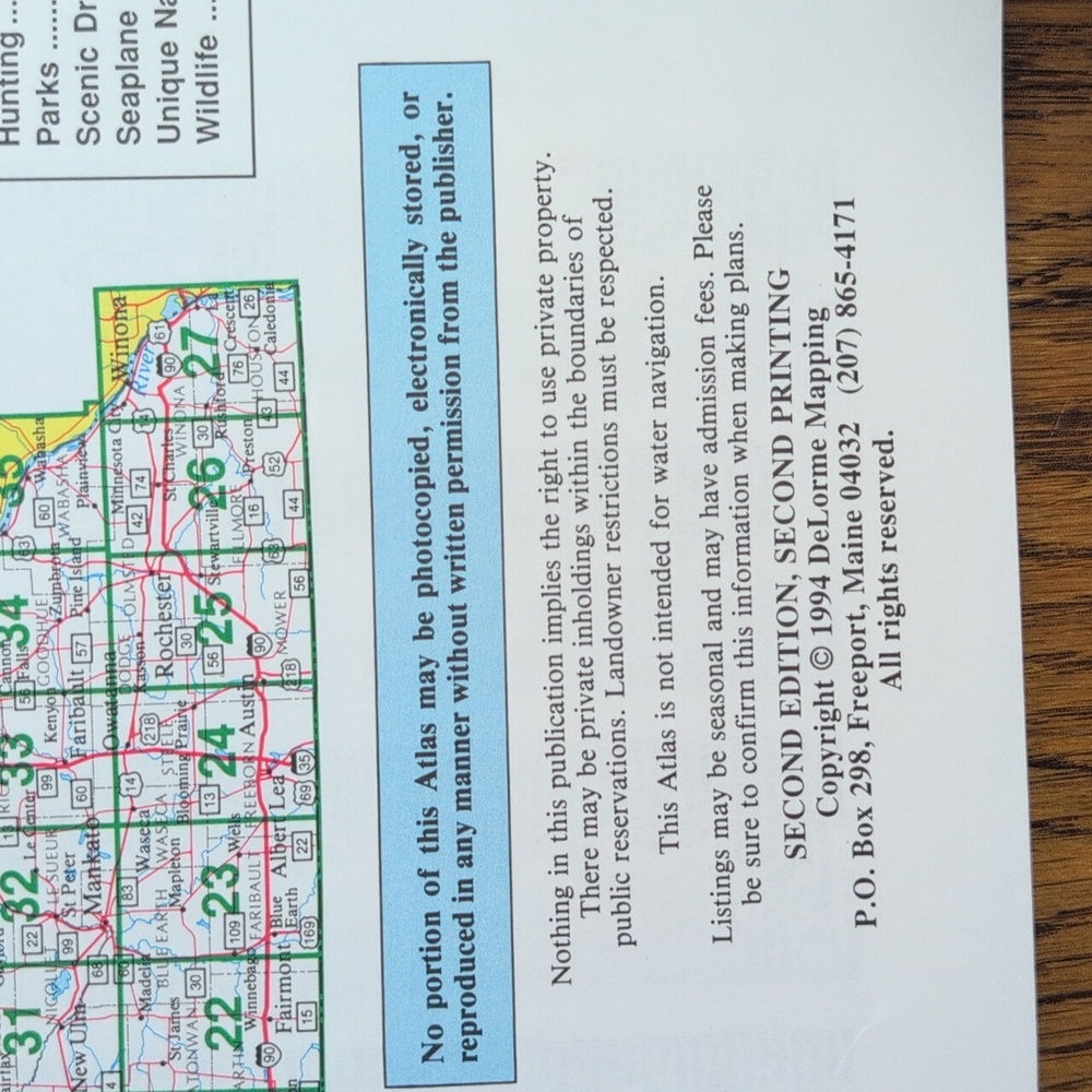 Minnesota Atlas & Gazetteer Topo Maps Of The Entire State DeLorme Map Book 1994 - Picture 5 of 16